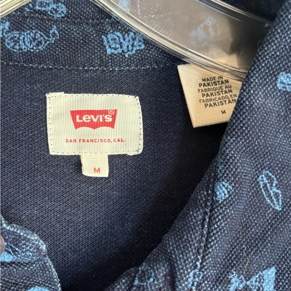 Levi’s‎ Men’s Size M Cotton Polo Navy Blue Alien Print Graffiti Rare Print